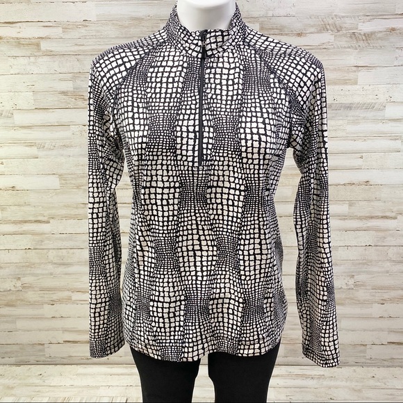 Sport Haley Tops - Sport Haley Long Sleeve Snake Print 1/4 Zip Polo M